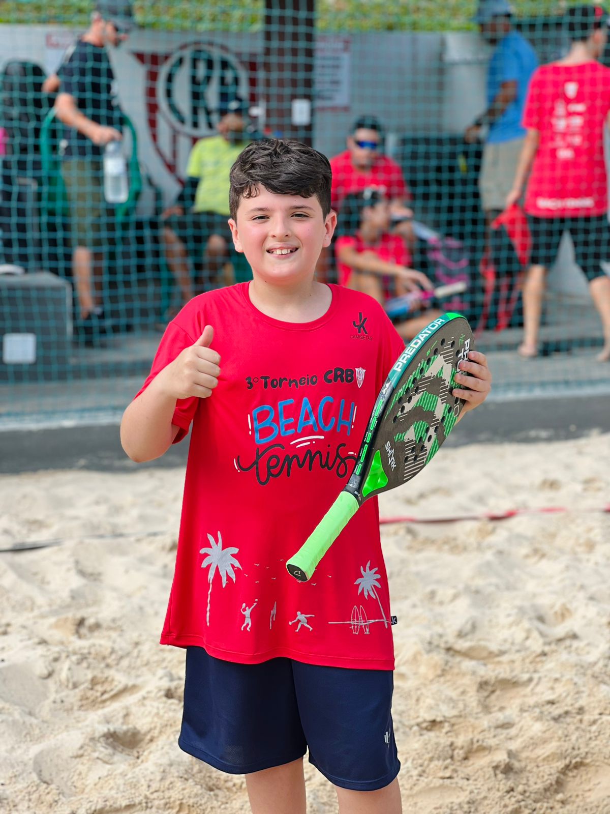 Camiseta vermelha personalizada 100% poliamida para o time de Beach Tennis